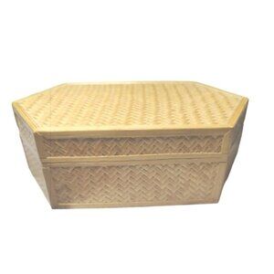 Vintage Wicker Handmade Jewelry Box with Lining